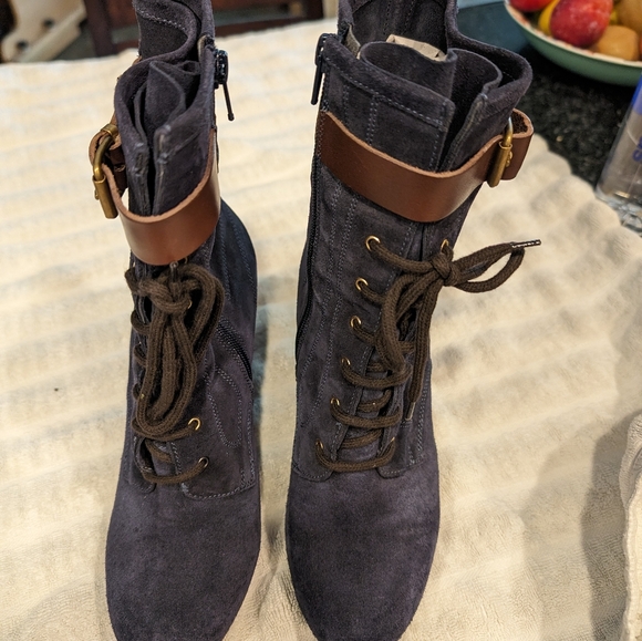 Sundance size 40 Navy suede leather wedge boot - Picture 3 of 7